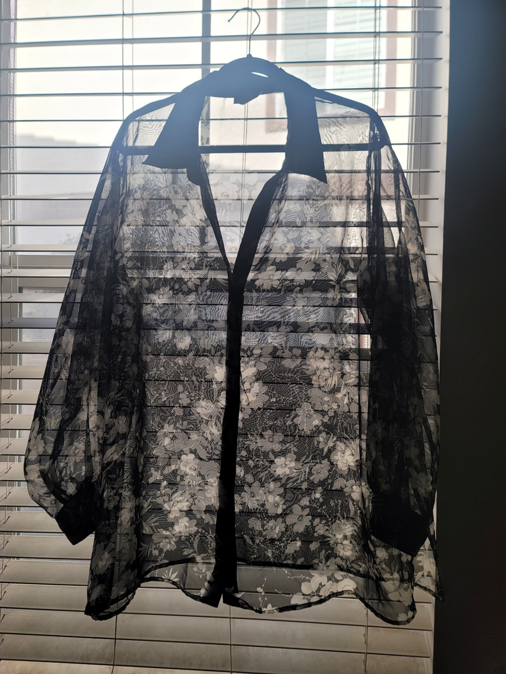 Impressions Black and White Floral Blouse